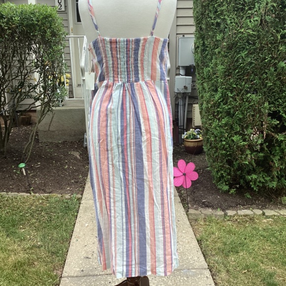 Sandy and Sid women's striped Sun dress large lined ribbed back spaghetti strap - Picture 3 of 12